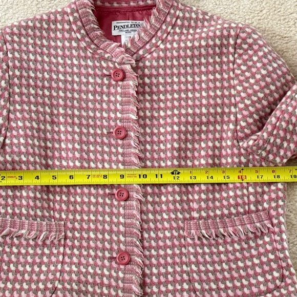 Vintage Pendleton Pink Tweed Virgin Wool Cropped Blazer in Size 14P - Picture 8 of 8